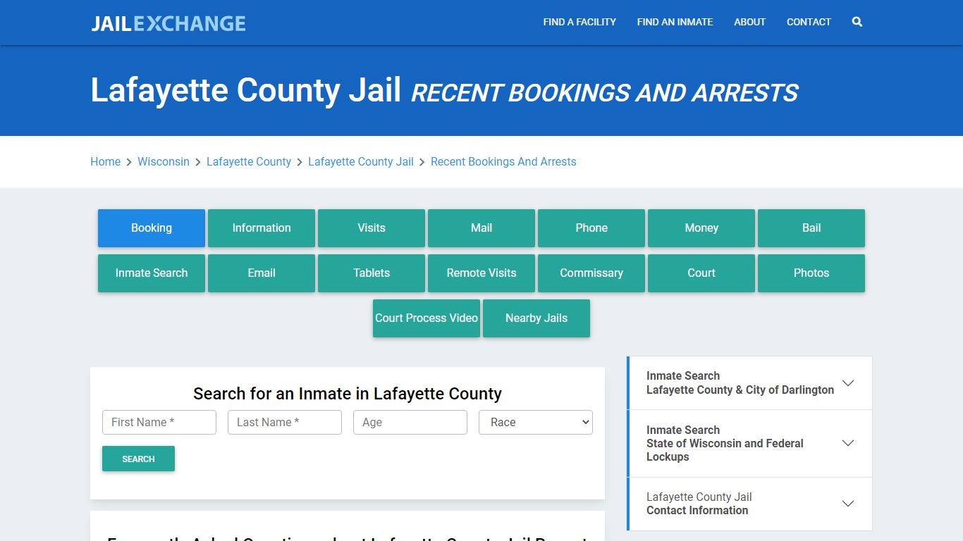 Lafayette County Jail & Sheriff Recent Bookings And Arrests