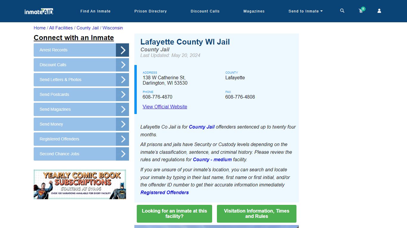 Lafayette County WI Jail - Inmate Locator